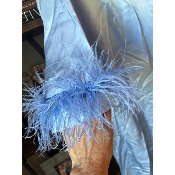 Sleeper Luna Maxi Dress with Detachable Feathers Blue Womens Size Small - Picture 8 of 10